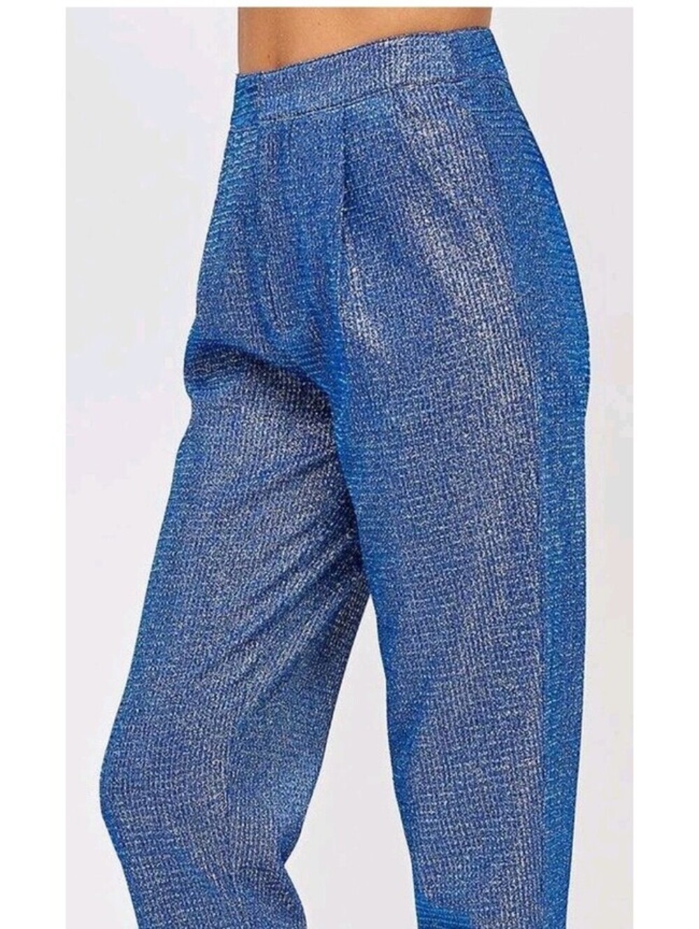 Sans Souci Small Royal Blue Silver Metallic Sparkling High Waisted Pants